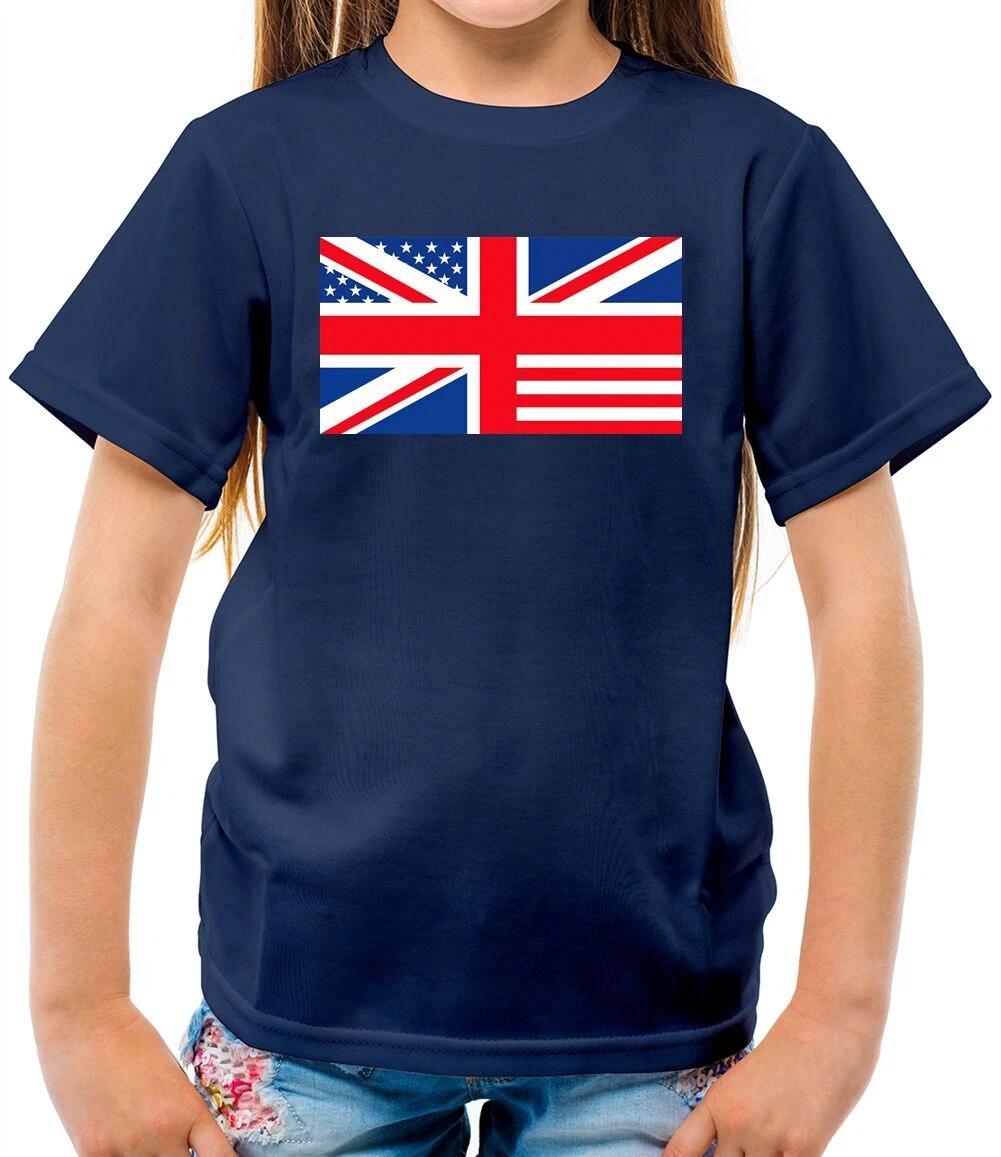 Union Jack US Flag - Kids T-Shirt - USA UK United Kingdom America Flags 100