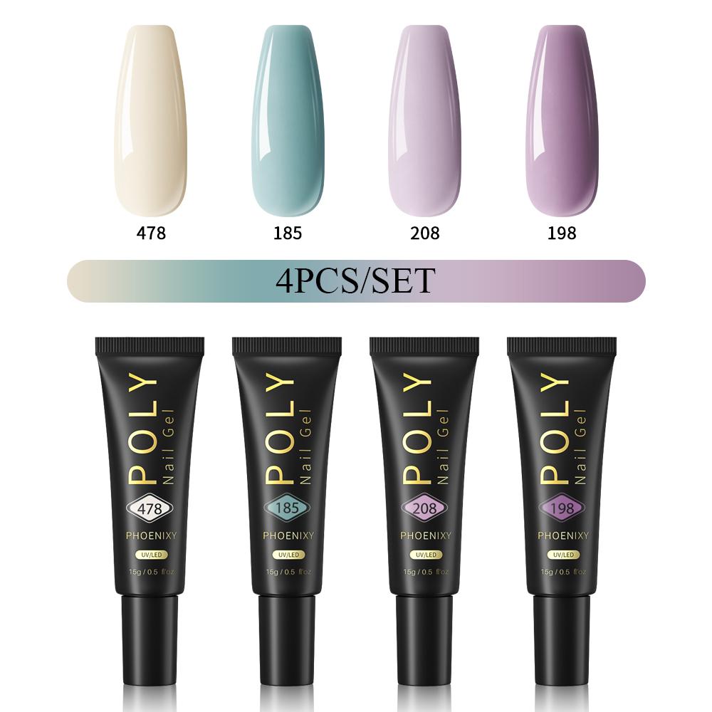 PHOENIXY Poly Nail Gel na prodloužení nehtů Rychlý stavební gel na prsty s 37 barvami Poly Nail Gel na prodloužení a akrylový gelový lak na nail Art