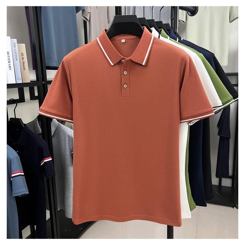 New Summer Men's Short-sleeved Solid Color POLO Shirt Cotton T-shirt Lapel Casual Top