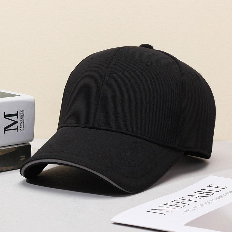 Hat Men's New Style Stair Cloth Solid Color Black Peaked Cap Women's Reflective Strip Baseball Cap Versatile Casual Sun Protection Sunshade