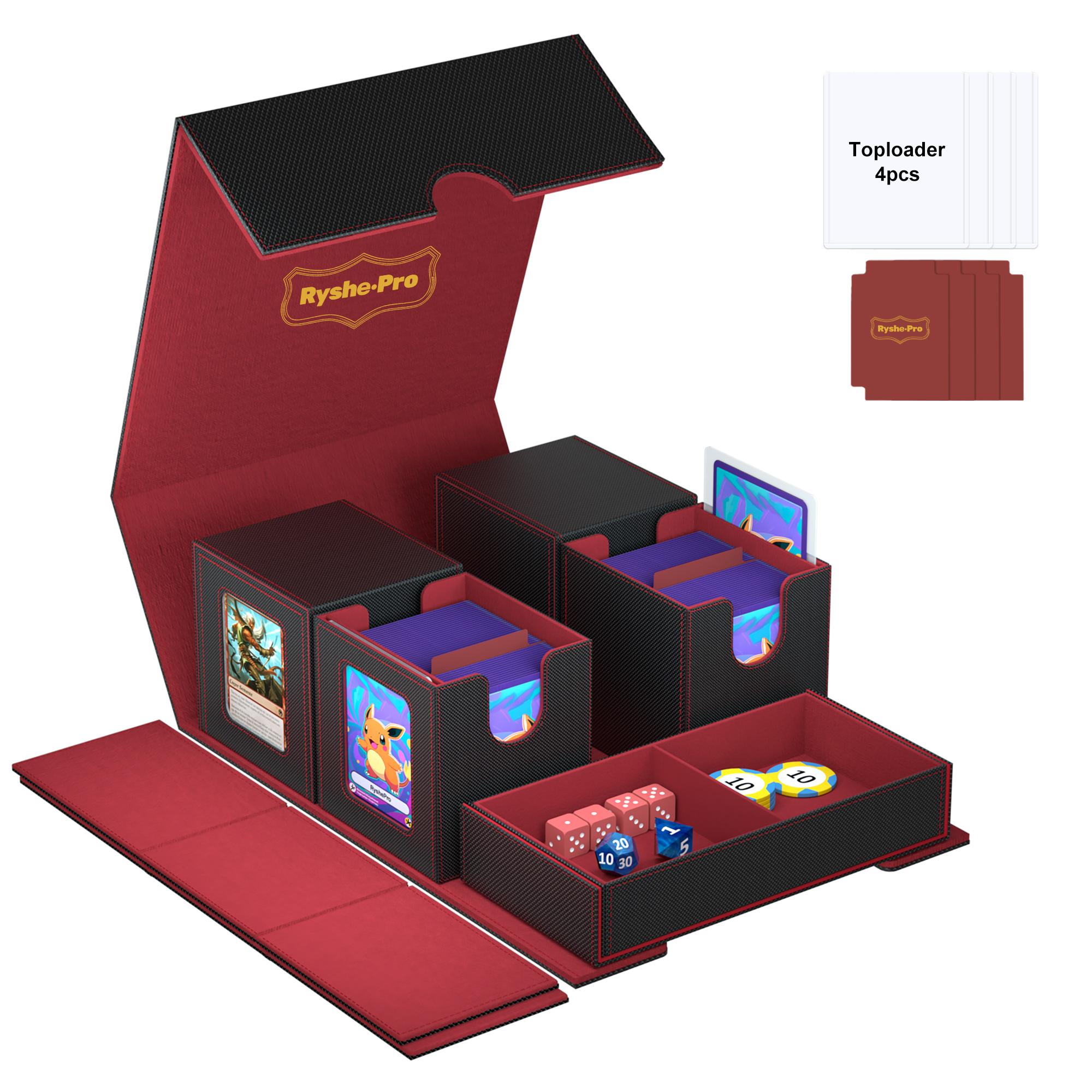 

5 In 1 Deck Box For Pokemon Black Bolt MTG TCG Sports Cards Trading Card Storage Box Cards 4 Deck Cases With Covers And Dividers красный