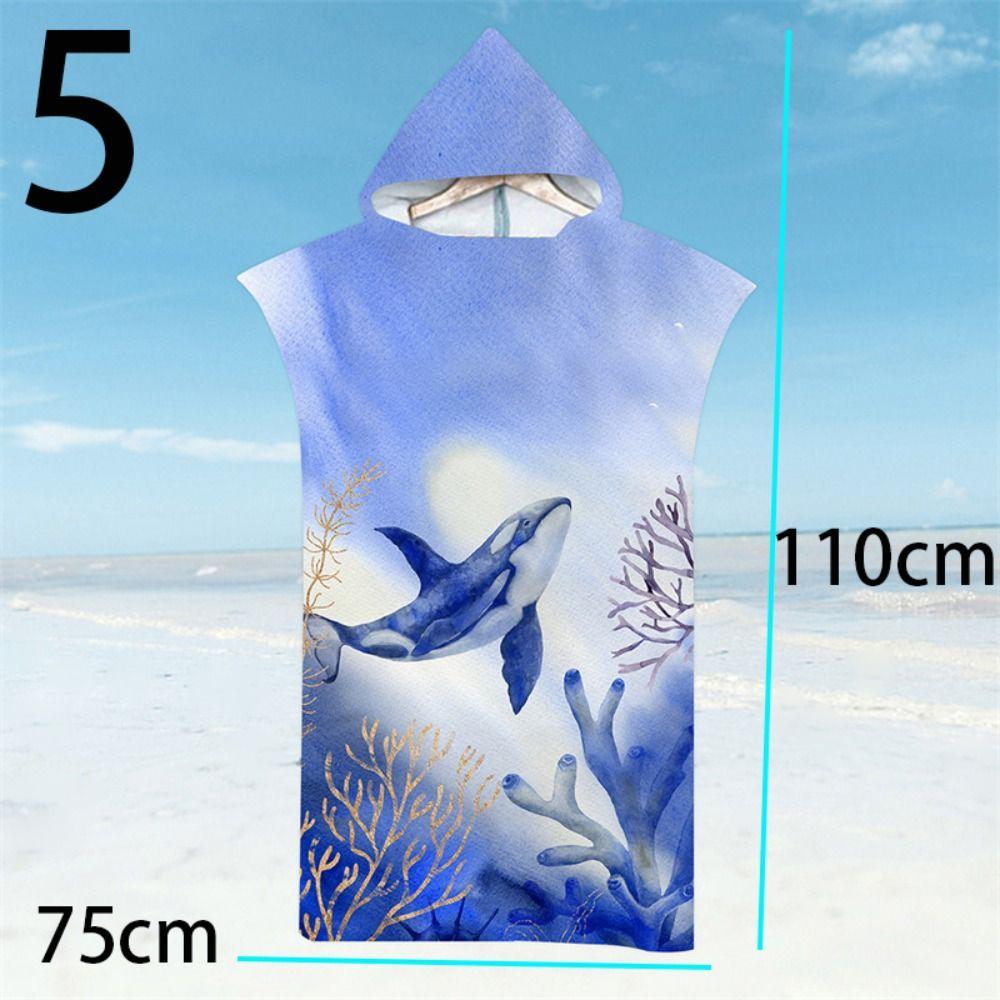 

Fabric Beach Towel Hooded Swimming Bathrobe Surf Poncho Bath Towel Swimming 5
