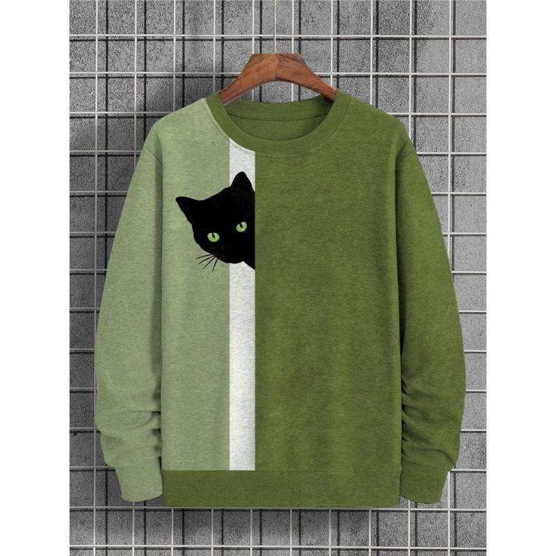 

Осенняя мода Толстовки для мужчин Футболки с длинными рукавами и принтом в виде животных Толстовки с круглым вырезом Мужская одежда Топы 5XL