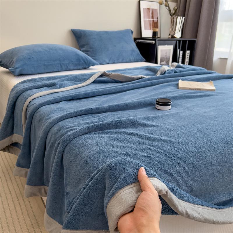 Single Piece Thickened Velvet Flannel Bed Sheet - Warm Autumn/Winter Coral Fleece Duvet Cover & Blanket