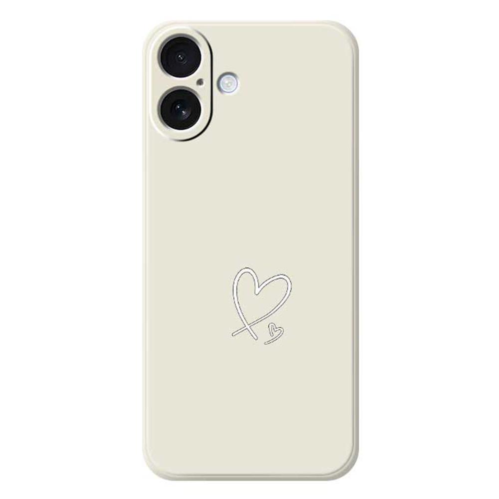 

For iPhone 17 Case White Love Pattern Printing Straight Edge TPU Phone Back Cover Beige
