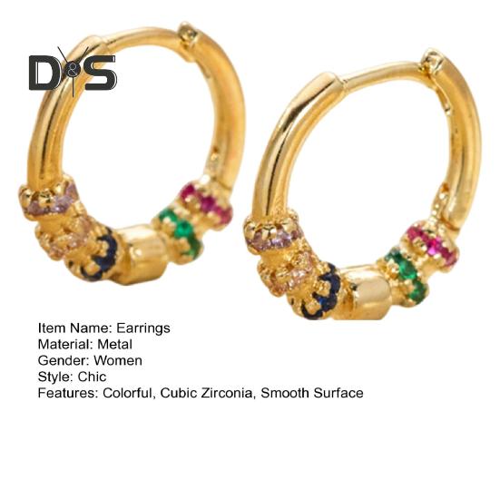 1 Pair Women Huggie Earrings Polished Colorful Flower Cubic Zirconia Small Ear Hoop Lightweight Metal Ear Jewelry for Daily Wear Dating Party