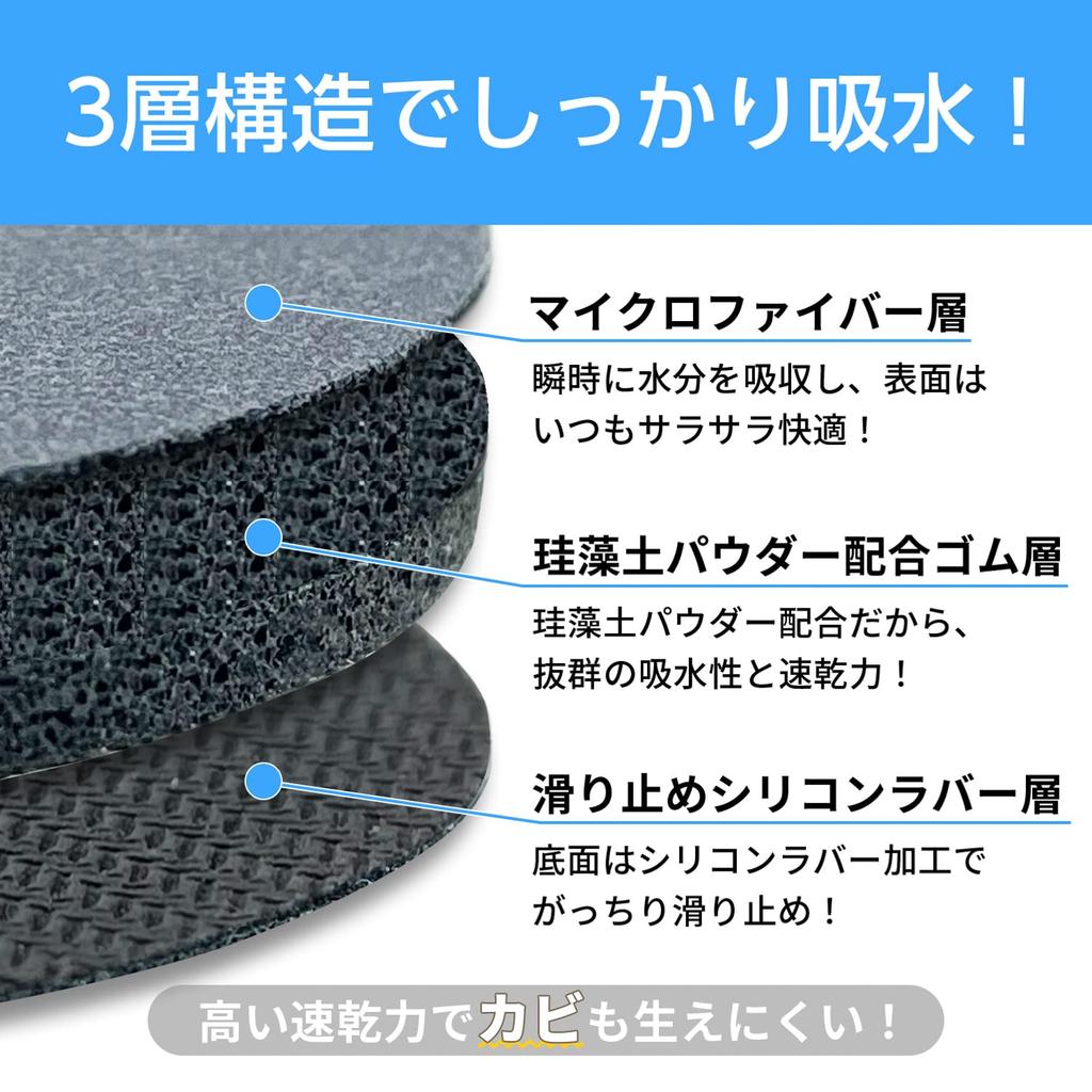 SEIWA Car Interior Soft Diatomaceous Earth CoastersDrink Mats (IMP165) - Soft, Quick-Drying, Absorbent, Asbestos-Free, Pack of 4