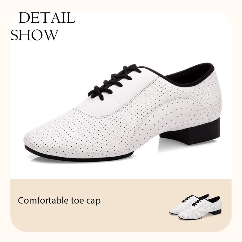 Chaussures de Danse Latine Standard International pour Homme en Cuir Véritable Danse Ethnique Salsa Jazz Danse Moderne Chaussures Décontractées en Cuir pour Homme Hauteur de Talon 2,5CM