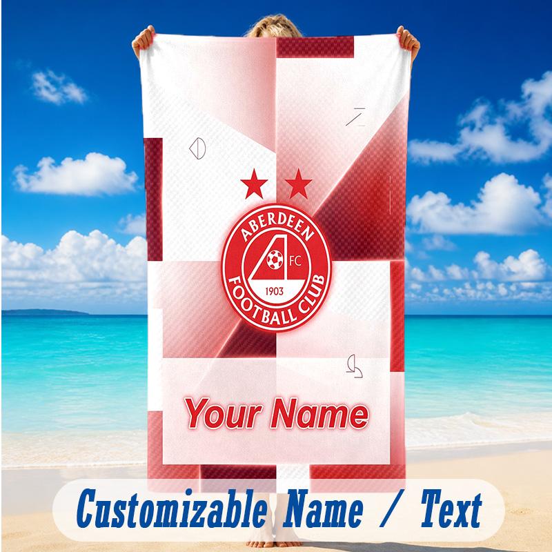 Beach Towel Custom Name Text, Quick Dry Large Towel For Beach HomeAberdeen FC