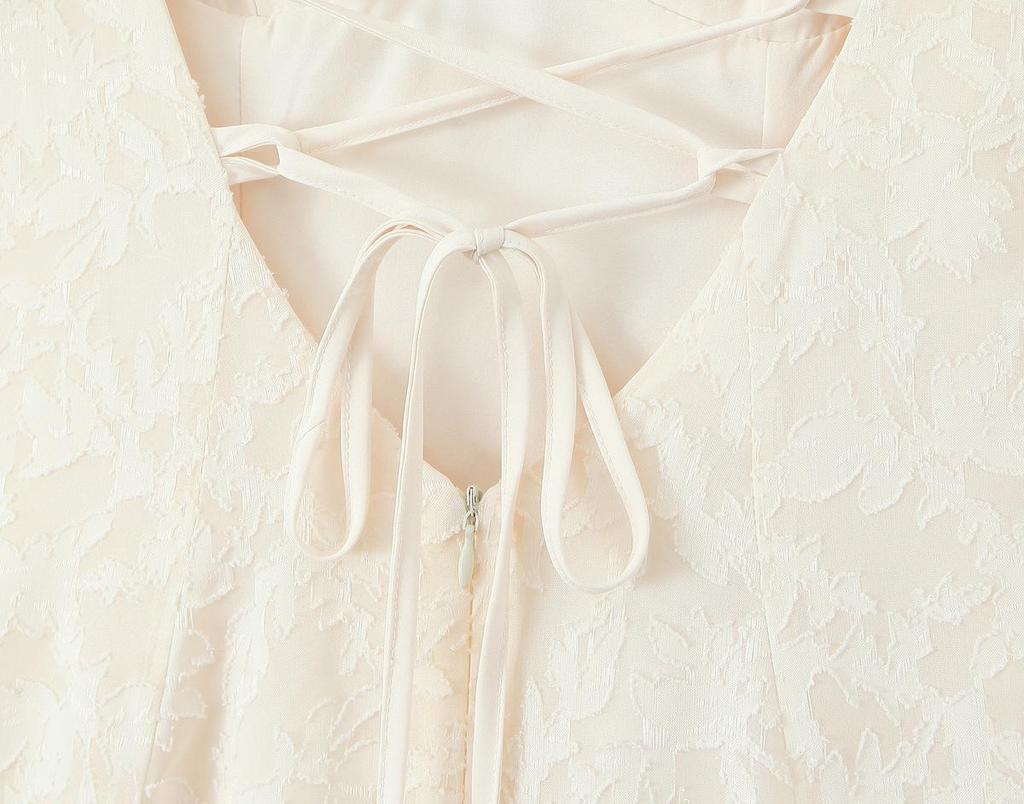 2026 Spring European & American Women's Mid-Length Hollow Lace-Up Dress