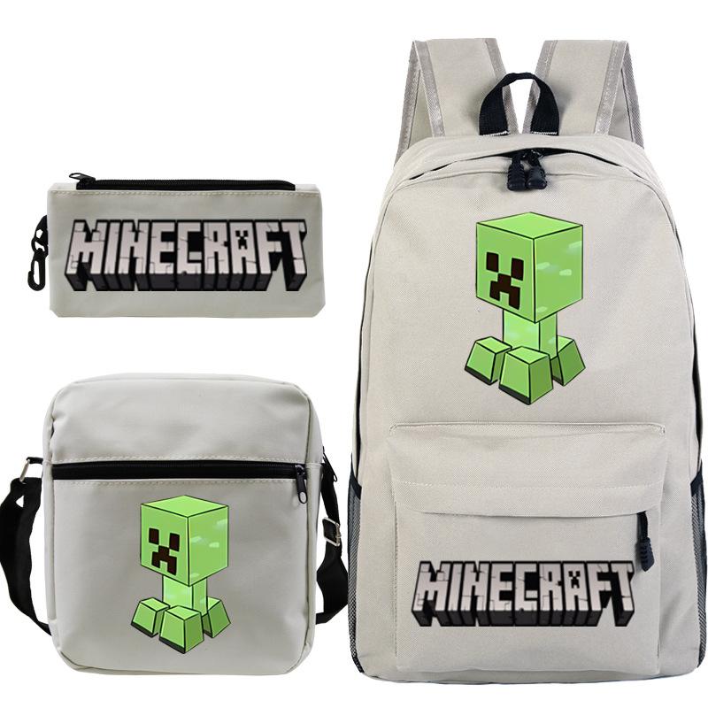 Game Minecraft Printed Children'S School Bag Oblique Span Bag Stationery Pencil Bag Student Backpack Set