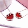 Color Gold Retro Bright Diamond Red Stone Wishful Lock Necklace Plated Rose Gold Pure Purple Gold Light Luxury Set Chain
