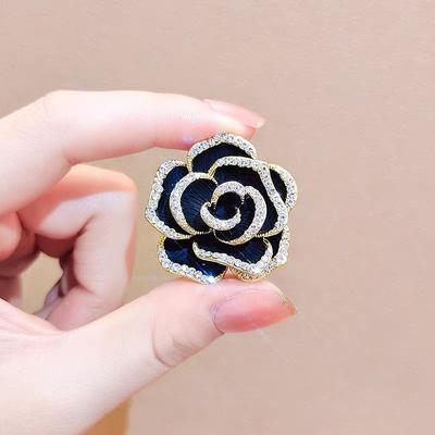 Camellia Flower Brooch, High-end Women's Exquisite  Design, Black French Chest Flower, High-end Suit Pin Accessories