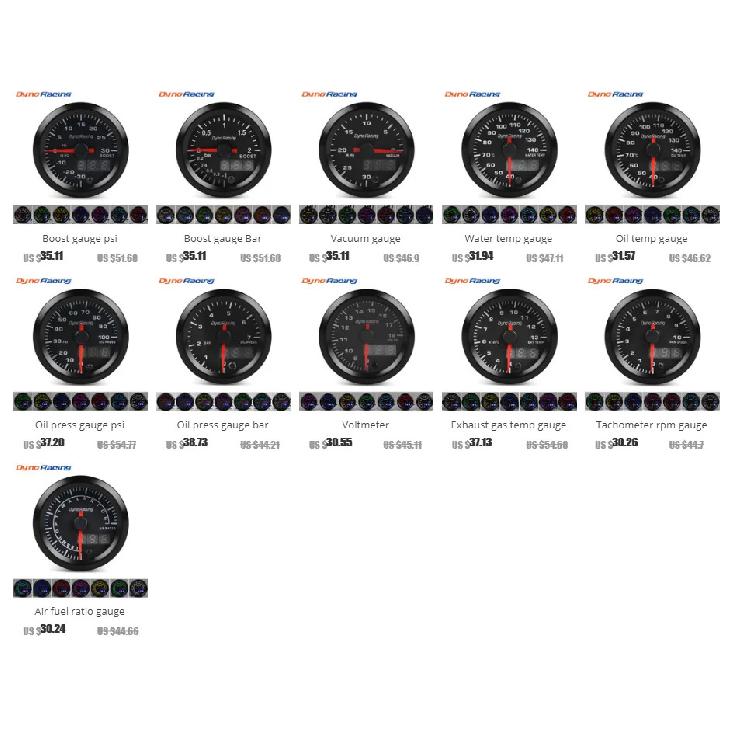 Dynoracing 52mm Dual Display Oil temp Gauge 7 colors Led 40-140 Celsius Oil temp meter with Stepper Motor BX101499