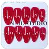 100% Handmade Short Almond Shape Minimalism Bright Red Fake Nail Set With Glue & Box Simple Press On Nails Phototherapy Fake Nails