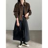 Womens Vintage Suede Jacket Short Casual Blazer Fall '' Korean Japanese Style Zip Front
