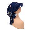 Women Headscarf Hat Flower Pattern Lace-up Ribbon Turban Hat Outdoor Travel Cycling Sunshade Cap Headwear