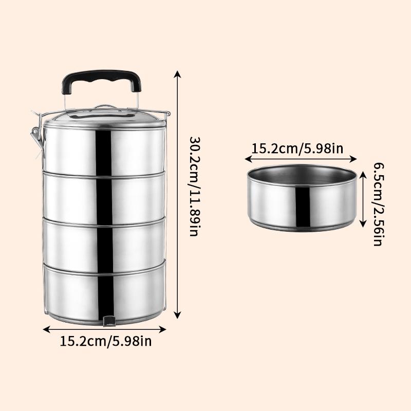 2/3/4/5 Layers Stainless Steel Lunch Box Lunch Container Heatable Portable Lunch Box Outdoor Thickened Large Capacity Pot