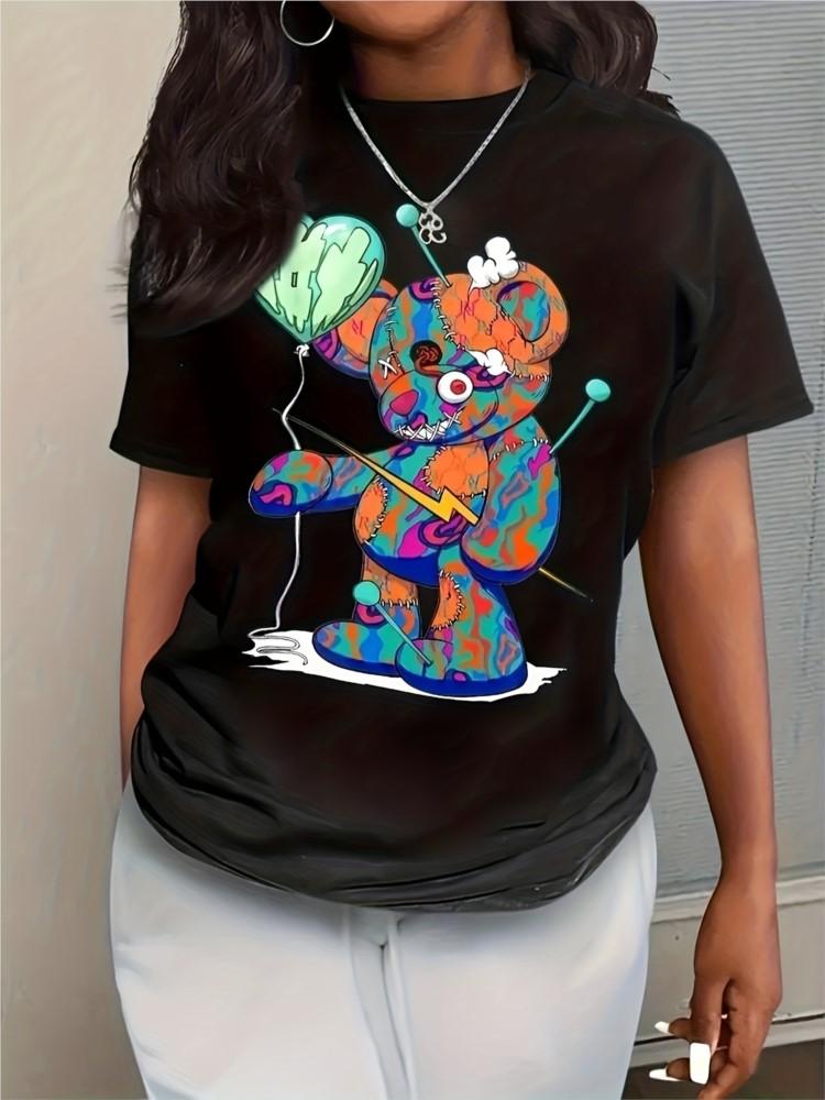 Summer Womans Cotton TShirts Kawaii OK Teddy Bear Graphic Prints Tees Fashion Casual Female Clothes Comfortable Street Tops