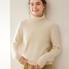 Women's Cashmere High Neck Knit Sweater - Long Sleeve, Loose, Warm, and Versatile for Autumn/Winter.