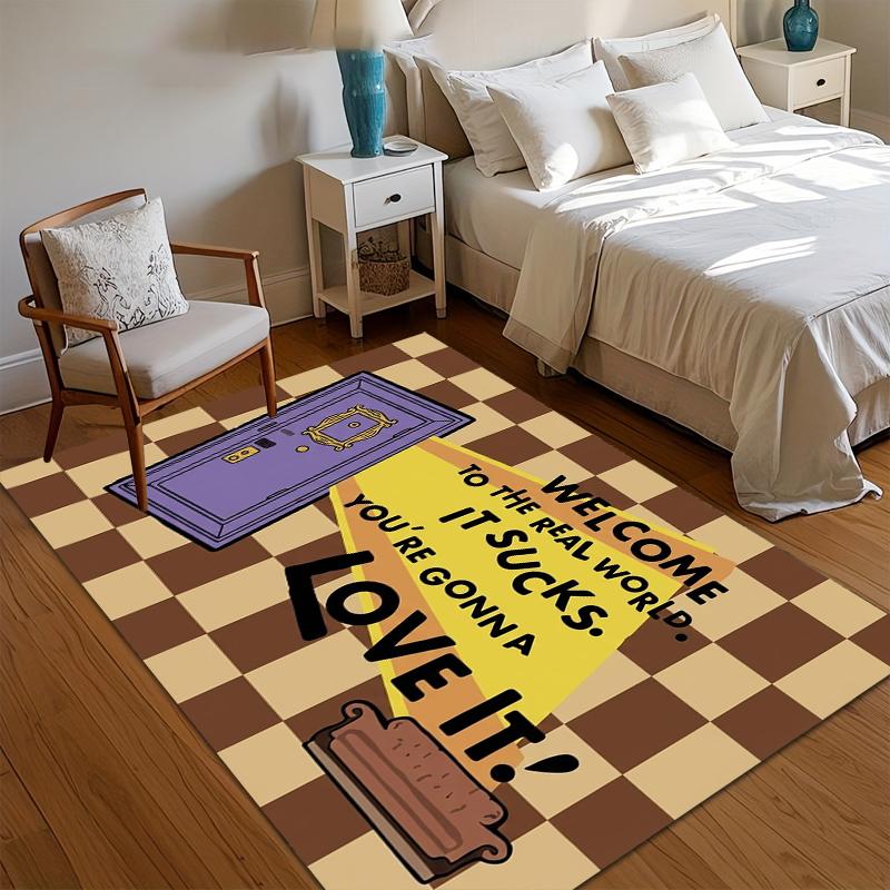 

Friends Quote Checkerboard Area Rug Non Slip Soft Floor Carpet for Living Room Bedroom Dorm Entryway Fan Room Decor 40X60cm