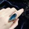 Huitan Elegant Pear Shaped Ring for Women Inlaid Bright Blue Cubic Zirconia Trendy Party Wedding Accessories Noble Jewelry Gift