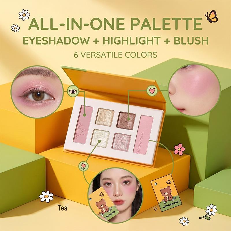 Bear Keke Multi-Use Face Palette – Hot-Selling Matte & Shimmer Eyeshadow, Highlighter, Everyday Versatile All-in-One Makeup.