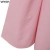 VONDA 2PCS Women Sets Casual Long Sleeve Side Close Blouse and Pants Two Piece Suit