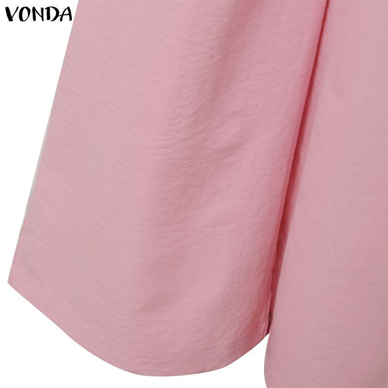 VONDA 2PCS Women Sets Casual Long Sleeve Side Close Blouse and Pants Two Piece Suit