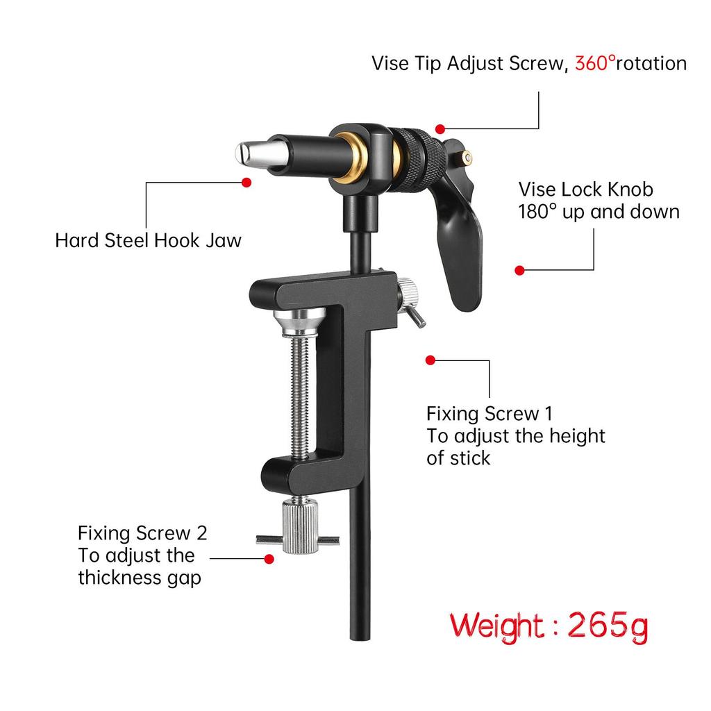 Rotate Fly Tying Vise Fishing Hook C Clamp Tying Vise Fly Fishing Tool Kit