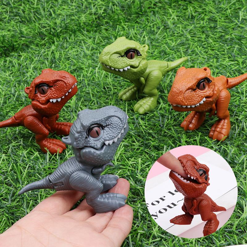 4pcs/Sets Finger Dinosaur Anime Action Figures Playthings Funny Lnteractive Biting Hand Creativity Tricky Tyrannosaurus Model