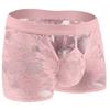 Men'S Floral Lace Boxer Open Front Bugle Pouch Sissy Lingerie Underwear Sexy See Through Underpants Trunks Crossdress Panties