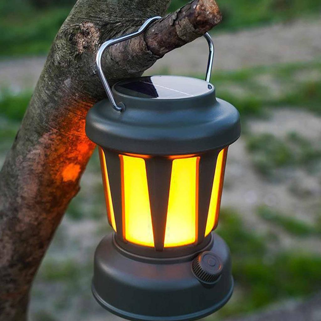 Outdoor Hanging – Retro Portable Camping Lamp, Solar & TYPE-C Rechargeable Emergency Light for Hiking, Climbing, and Tent Use