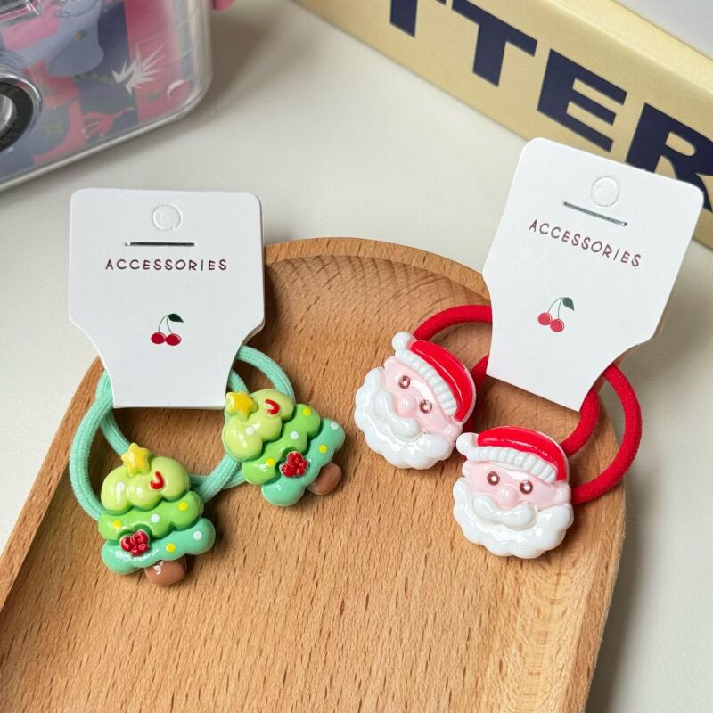 Elastice de Păr de Crăciun pentru Copii, Elasticuri de Păr cu Tematică de Sărbători pentru Fete, Culori Bomboane, Elasticitate Ridicată, Suporturi Moi pentru Coadă de Cal, Accesorii Festive pentru Păr