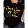 European Sizes Women'S Christian Faith T-Shirt"God Is Good All the Time" Golden Script Red Rose Design with Psalm 145:9 Bible Verse