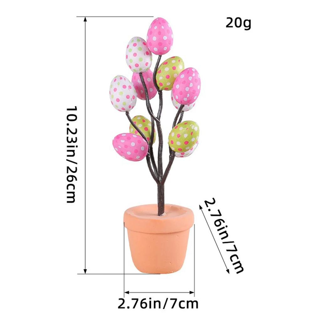 Easter Simulation Egg Potted Flower Tree Cartoon Printed Eggs Easter Desktop Decorative Ornaments Home Decor