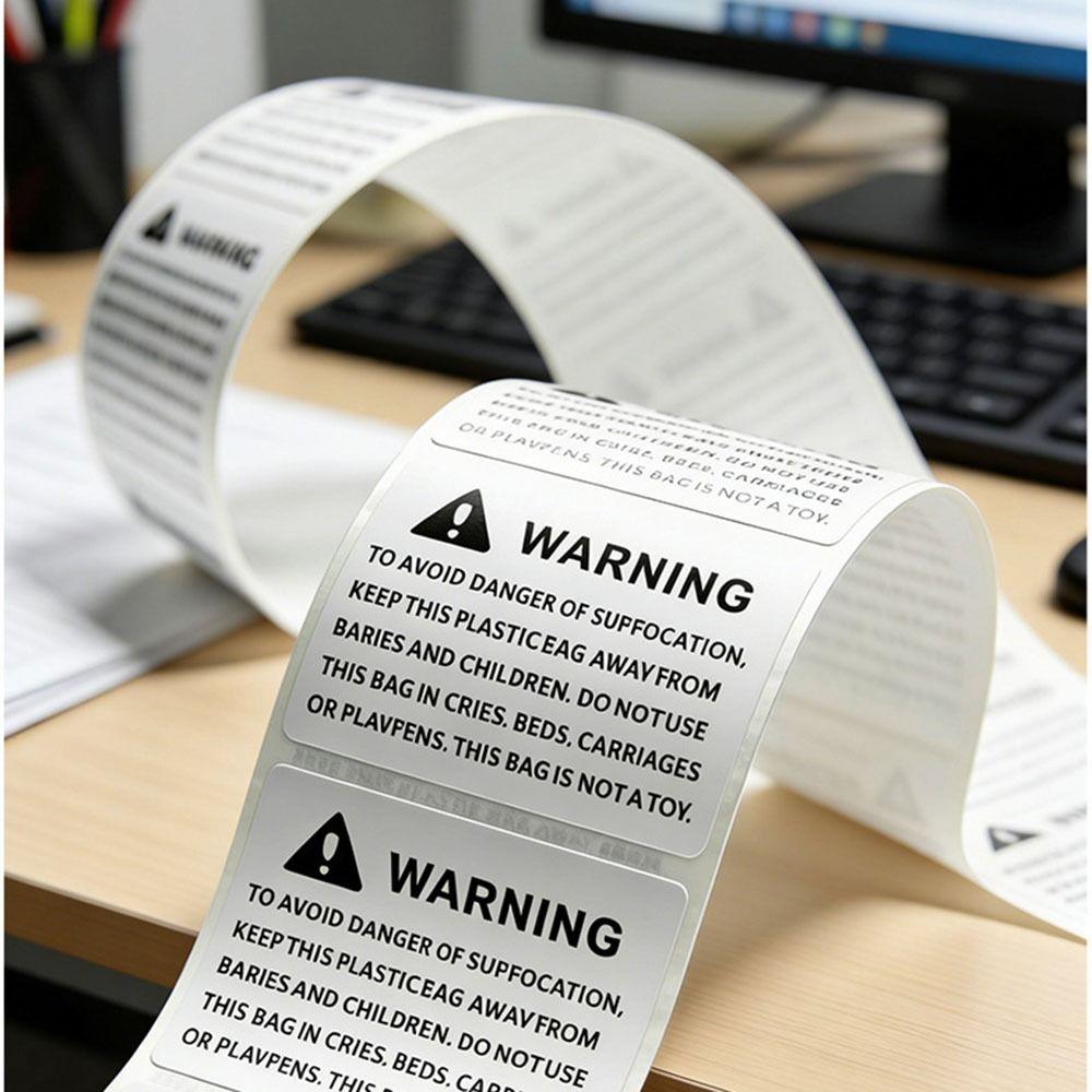 800Pcs Clear Printing Choking Warning Stickers Safety Warning Decals Plastic Packaging Bags