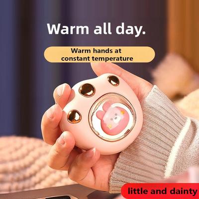 1pc Cute Cat Paw Hand Warmer Mini USB Rechargeable Explosion-proof Convenient Portable Hand Warmer for Winter