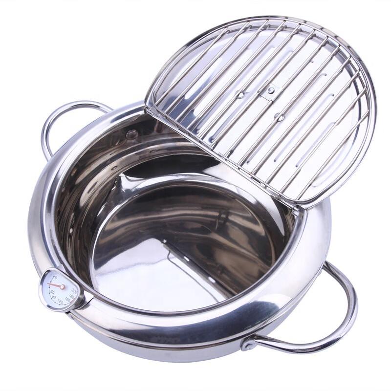 

Stainless Steel Multi-functional Frying Hotpot with Flip Lid