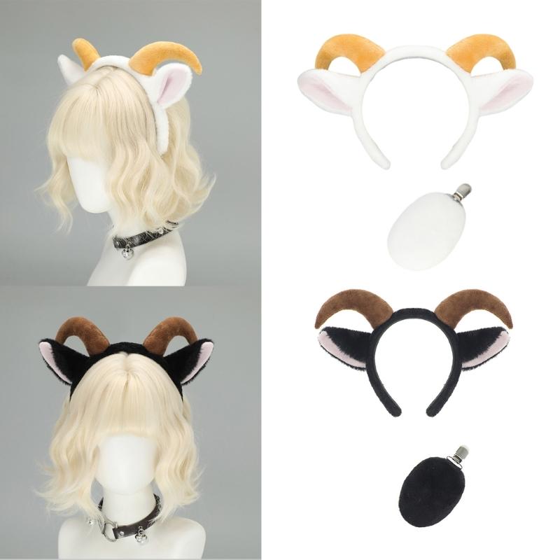 Sada falešních ovčích uší a ocasu pro cosplay, tématické večírky, jevištní vystoupení