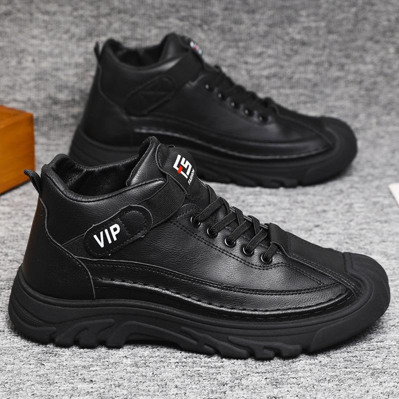 

Men s shoes autumn and winter new velvet thermal cotton shoes men s outdoor casual leather shoes trendy versatile low-top Martin boots 39