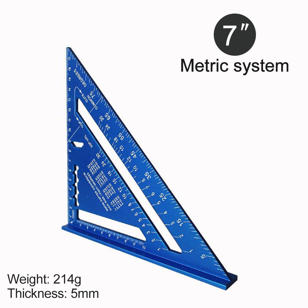 7Inch Metric Aluminum Alloy Triangle Ruler Triangle Ruler Triangular Protractor Square Measurement Woodworking Tools