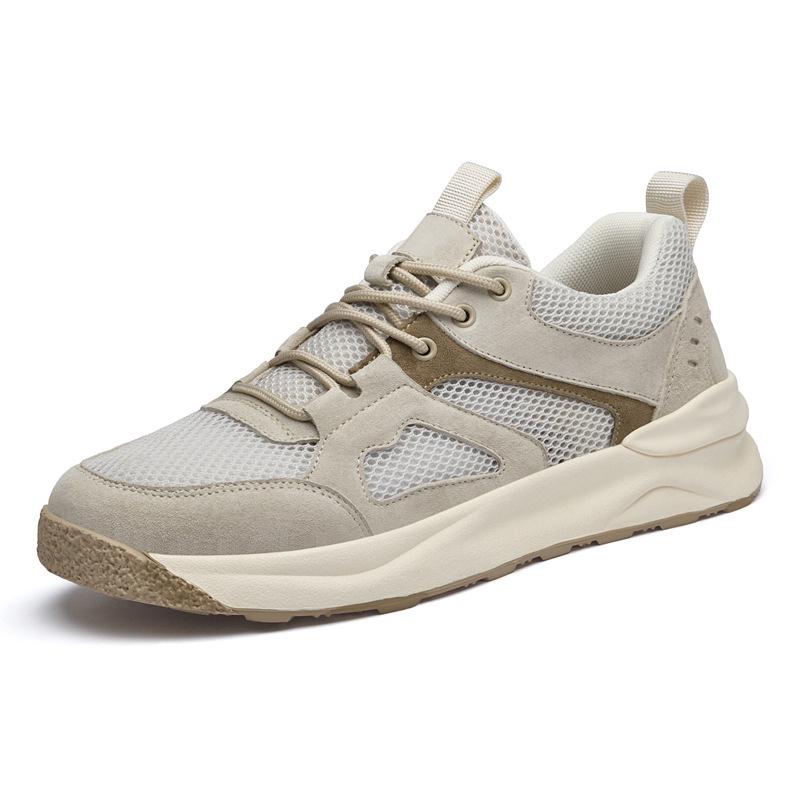 Men s Trendy Mesh Breathable Running Shoes - Casual Soft Sole, Large Size 44 песочный