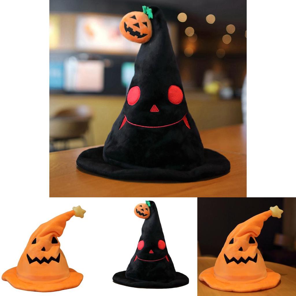 Halloween Electric Pumpkin Elf Hat Ghost Festival Party Costume Plush Toy Yellow 30*30*40cm Black 30*30*40cm