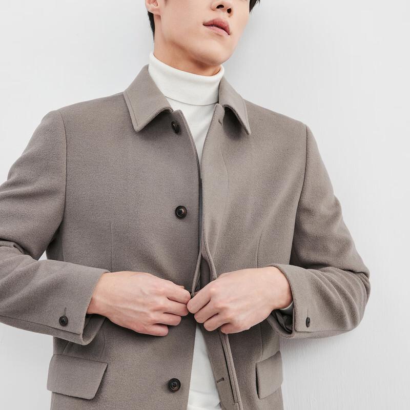 SEPTWOLVES Men's Mid-Length Wool Blend Lapel Overcoat