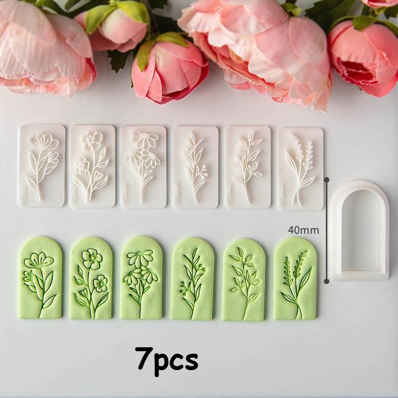 

7pcs Spring Flower Leaf Mold Set | Plastic Molds for Easy Release Craft Pendant Tools, Clay Jewelry Making Supplies