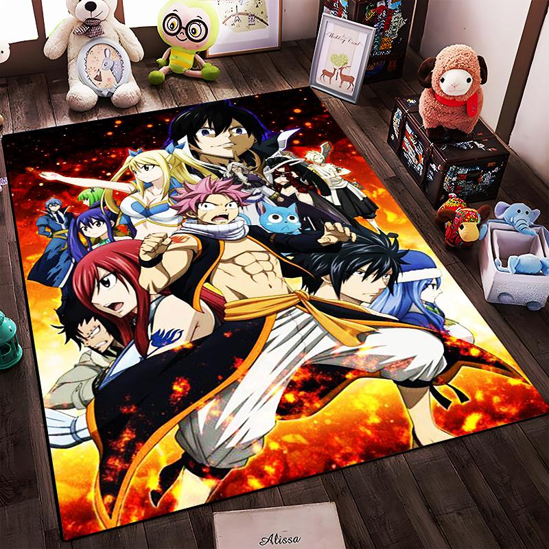 "Anime Heroes Group with Fiery Background Rug Non-slip rug suitable for living room and bedroom sofas."