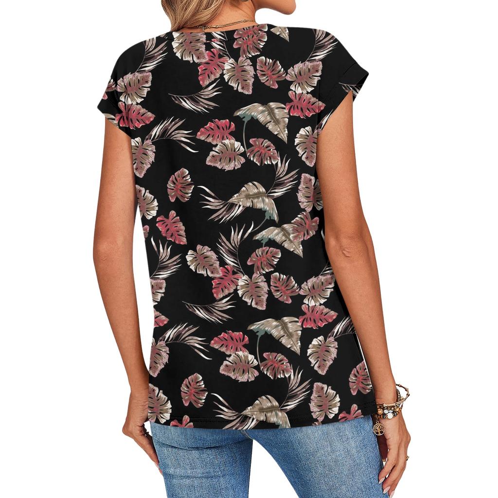 Damen Modisches Lässiges Retro-Print T-Shirt mit lockerem Schnitt