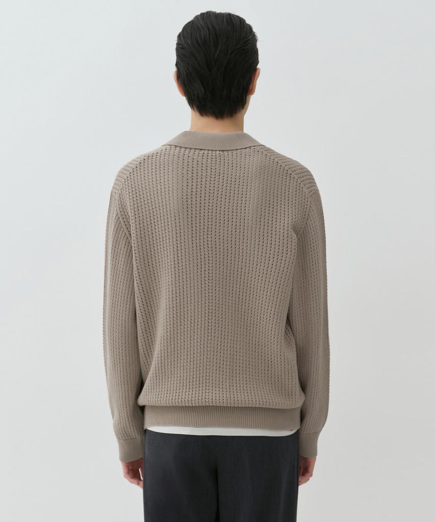 Musinsa Standard Crochet Knit Collared Cardigan [Grayish Beige]