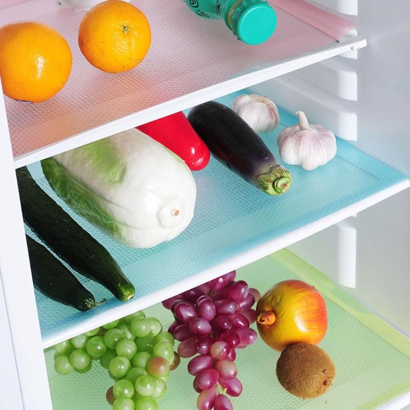 4Pieces Customizable Mat AntiSlip Refrigerator Shelf Liner Pad EVA Kitchen Cabinet Mats Easy to Clean and Waterproof